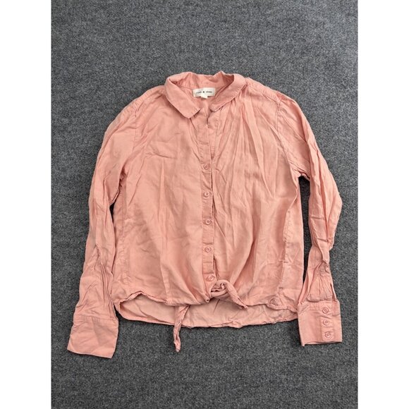 cloth & stone Tops - Cloth & Stone Shirt Womens Small Pink Tencel Button Front Tie Hem Top Blouse